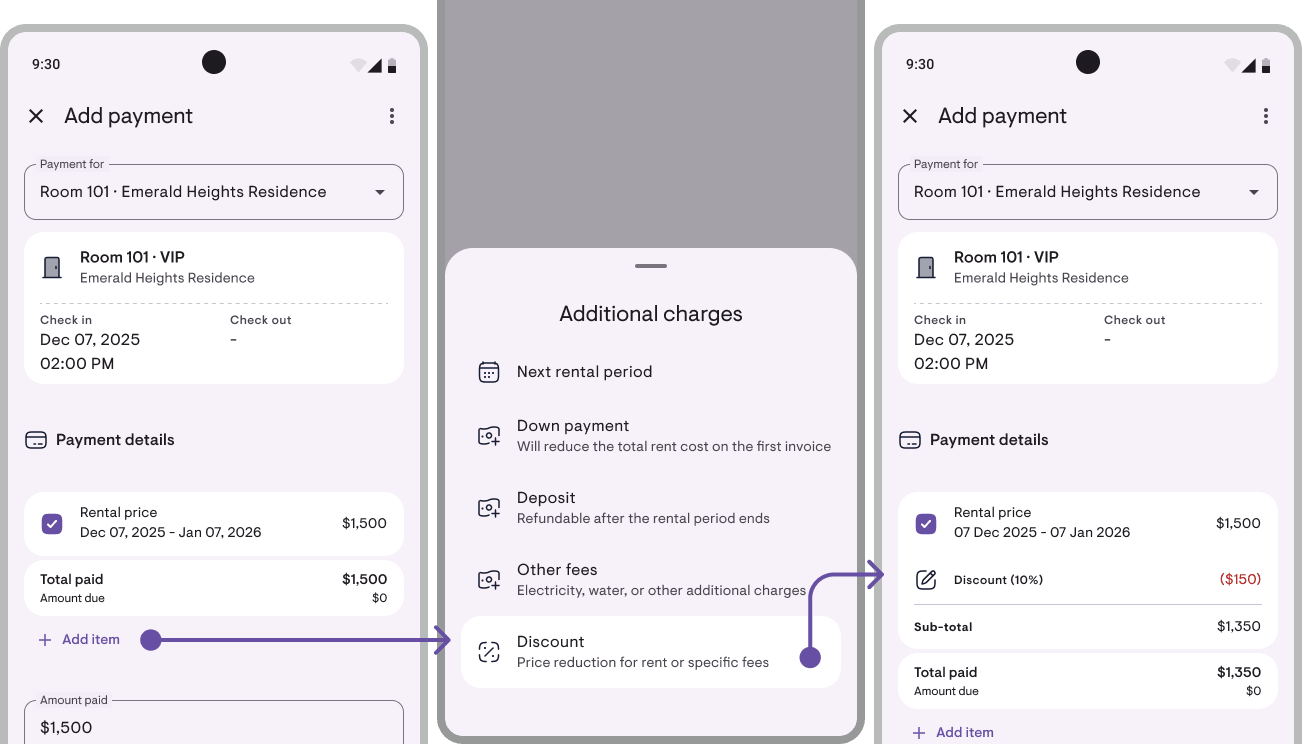 Set a discount and how it shows on receipts