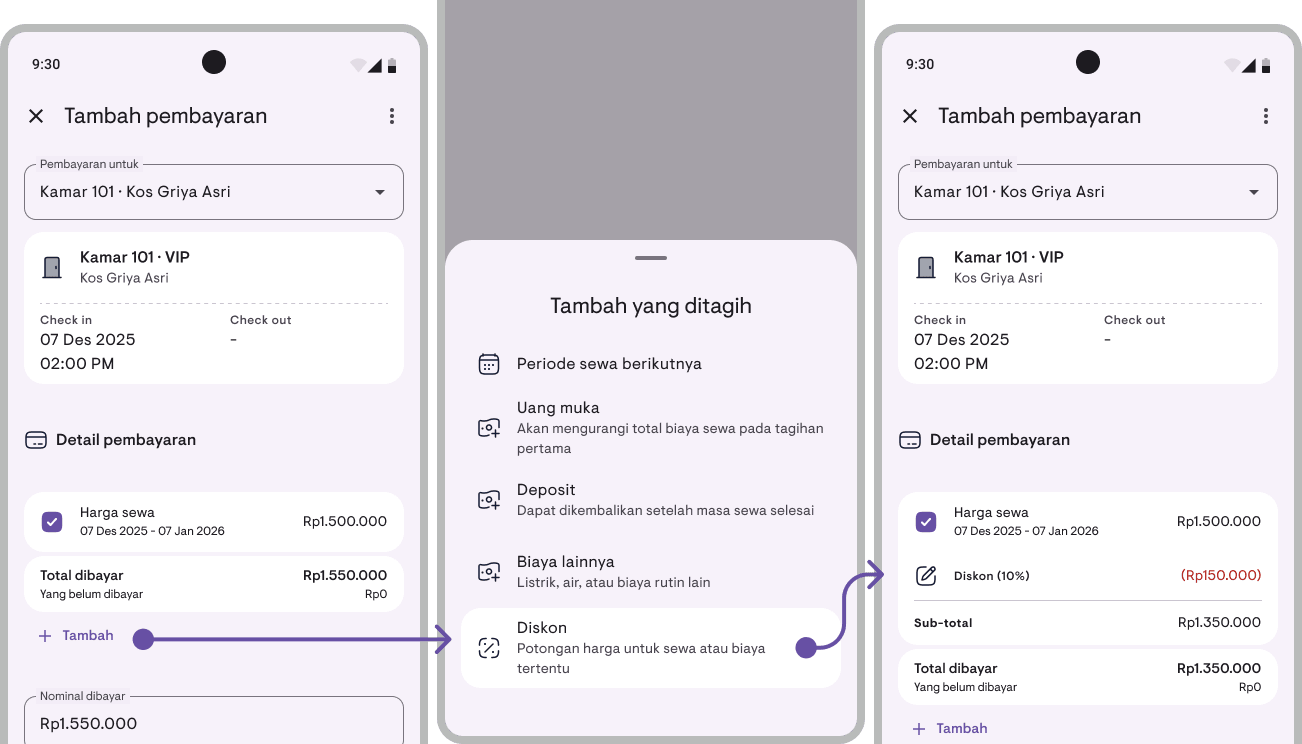 Atur diskon dan tampilannya di kuitansi