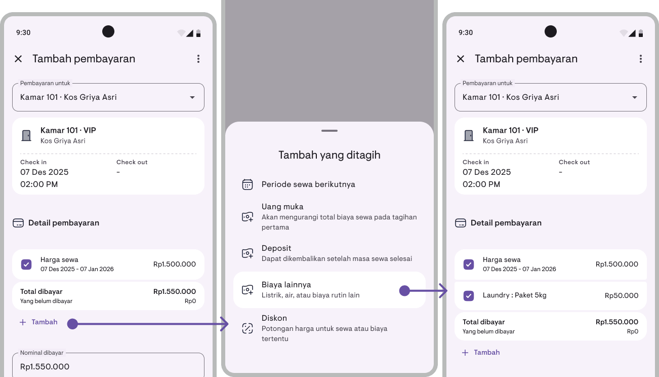 Biaya lainnya di detail Sewa