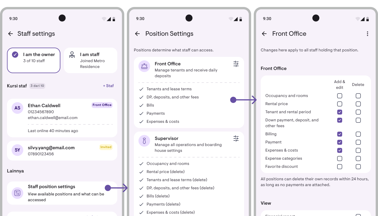 Staff role settings