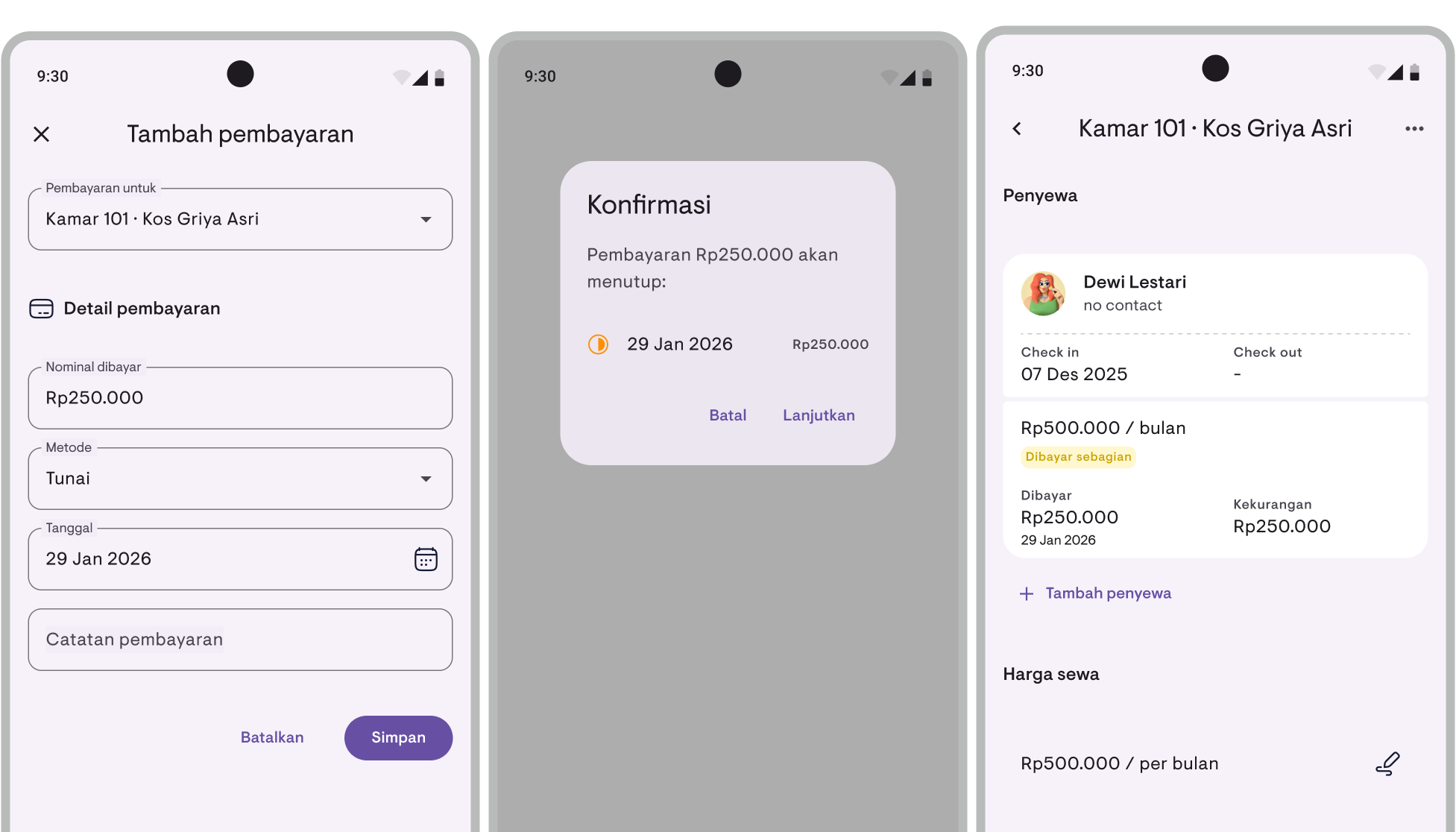 Partial payment display