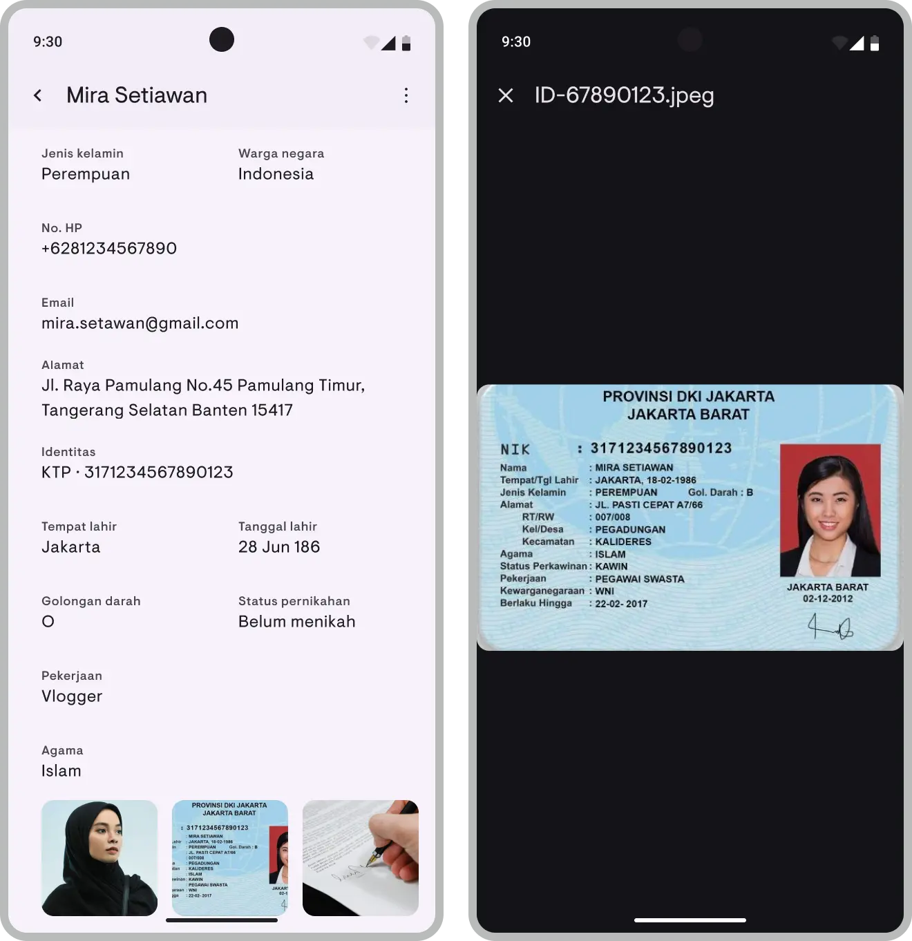 Profile with documents
