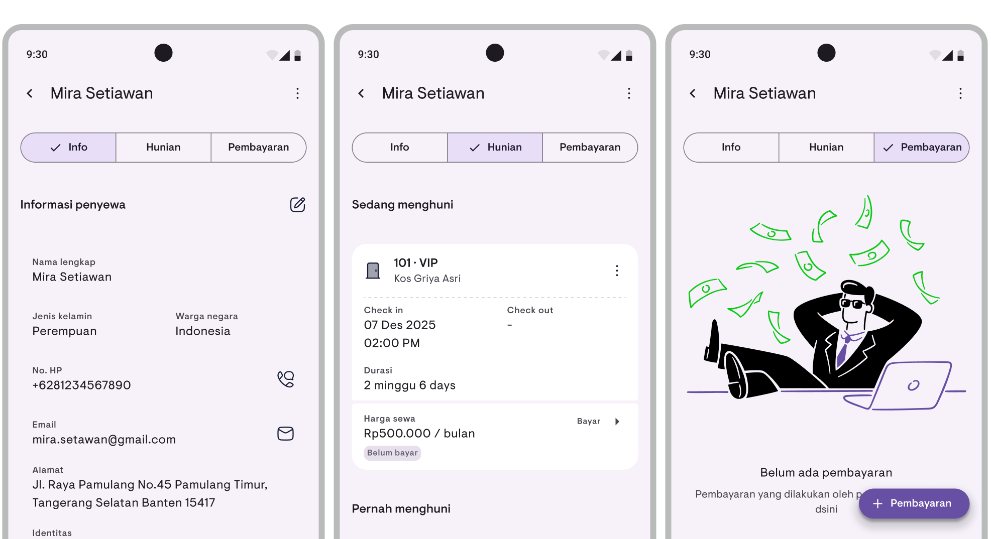 Pay button on lease card